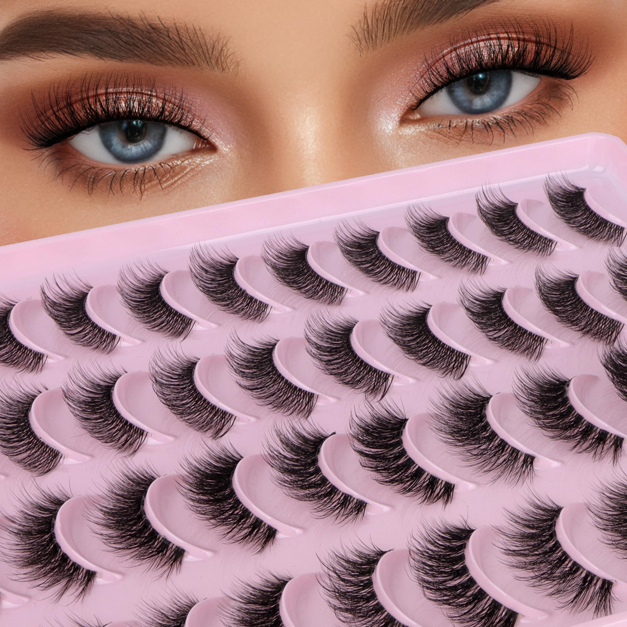 Bepholan False Eyelashes 20 Pairs Pack Natural Look 2 Styles 3D Volume False Lashes Soft Faux Mink Strip Lashes Thick Fake Eye Lashes（H03)